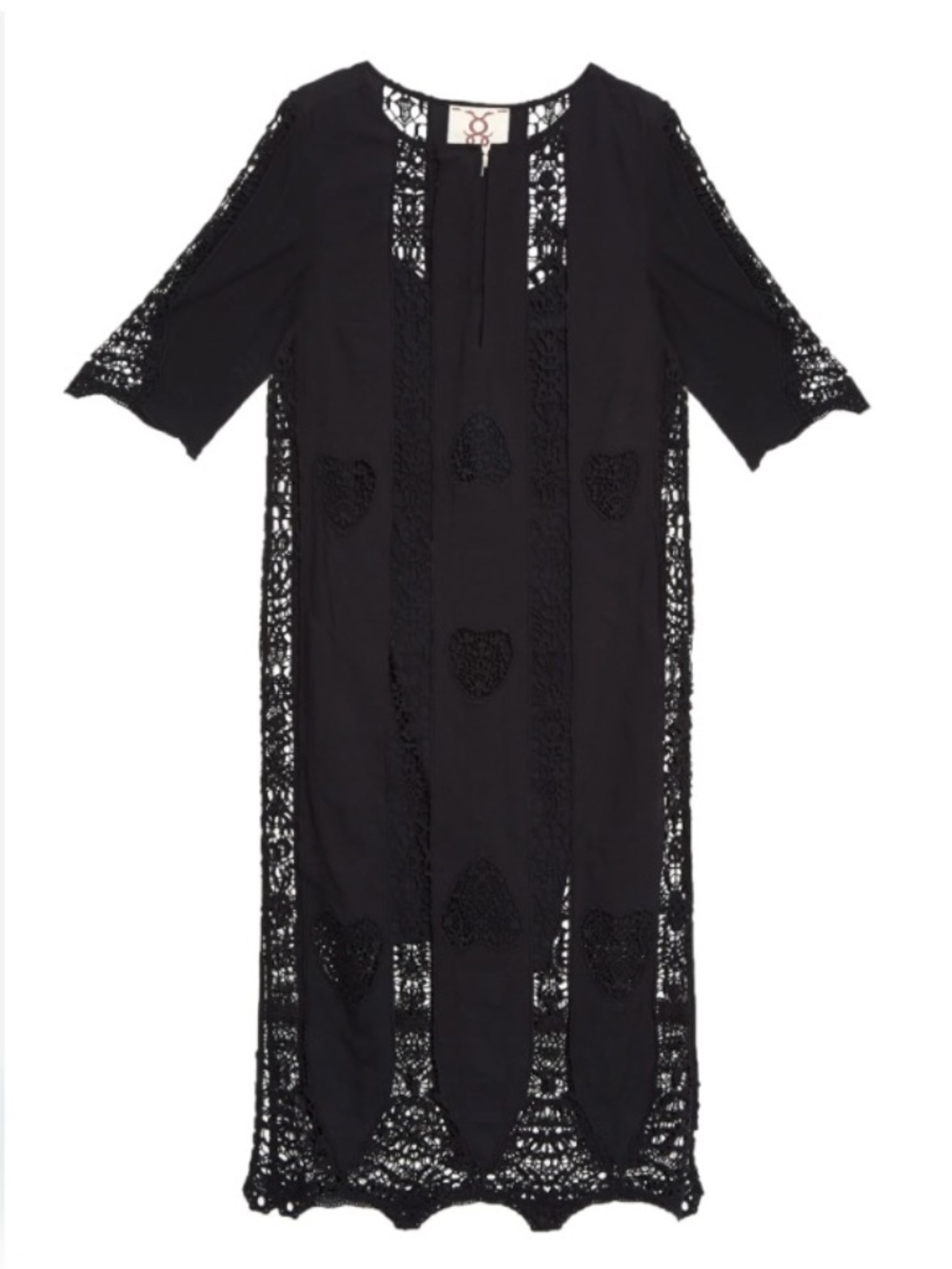 Vintage Figue Cotton and Lace Kaftan Dress  Sz S